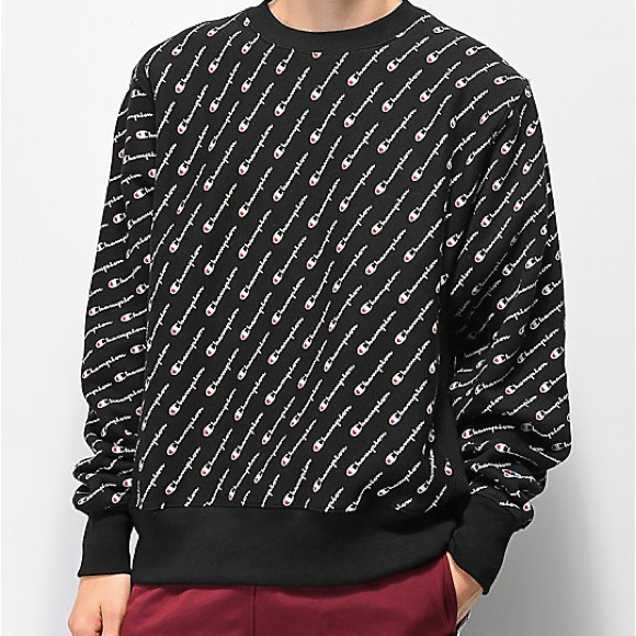 Champion crewneck with all over logo script sweater - Picture 1 of 10